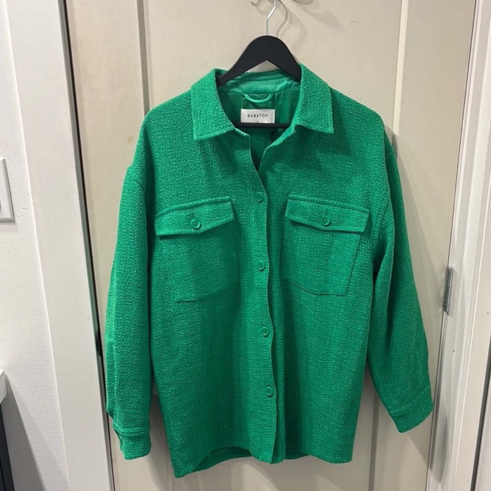 NWT Babaton Shacket Size 2 Vibrant Green Tweed